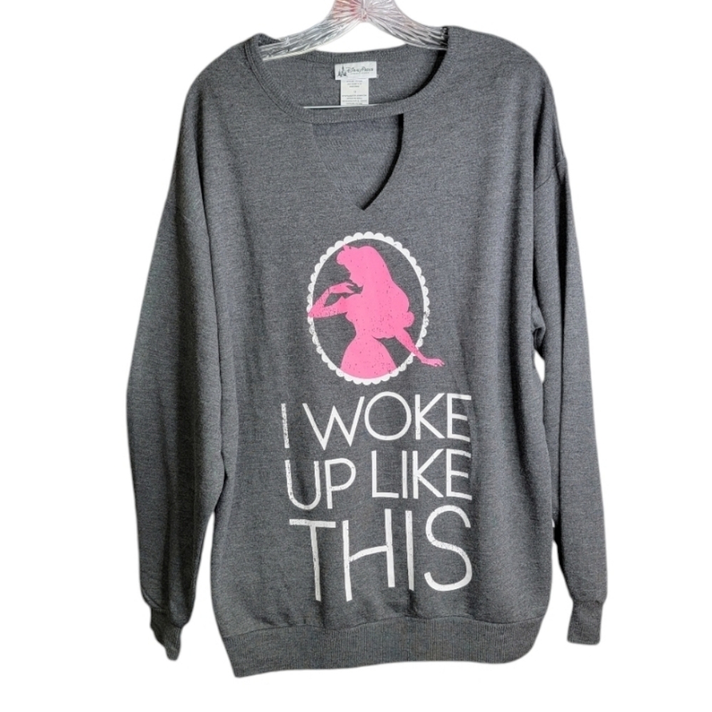 Disney Parks Sleeping beauty I woke up like this long sleeves top size L gray *
